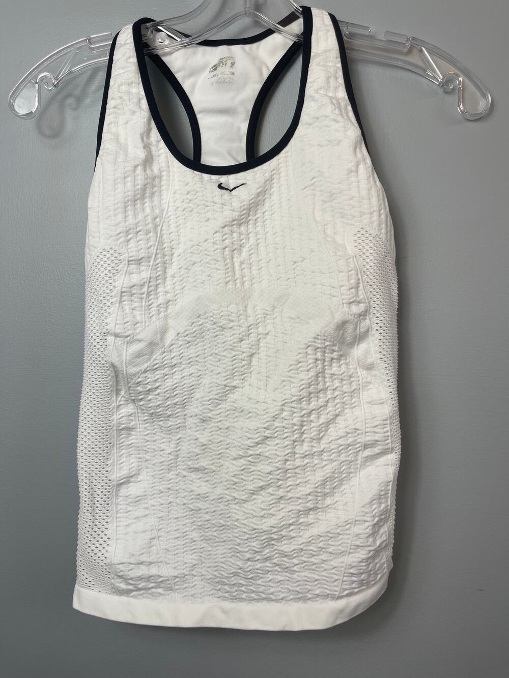 Nike Dri-FIT Knit Seamless Racerback Training Tank Top White Mesh 742787 Size L
